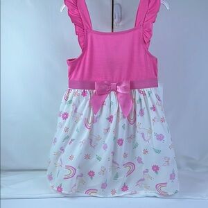 Lilt- Unicorn Pink and White Ruffle Dress with Bow